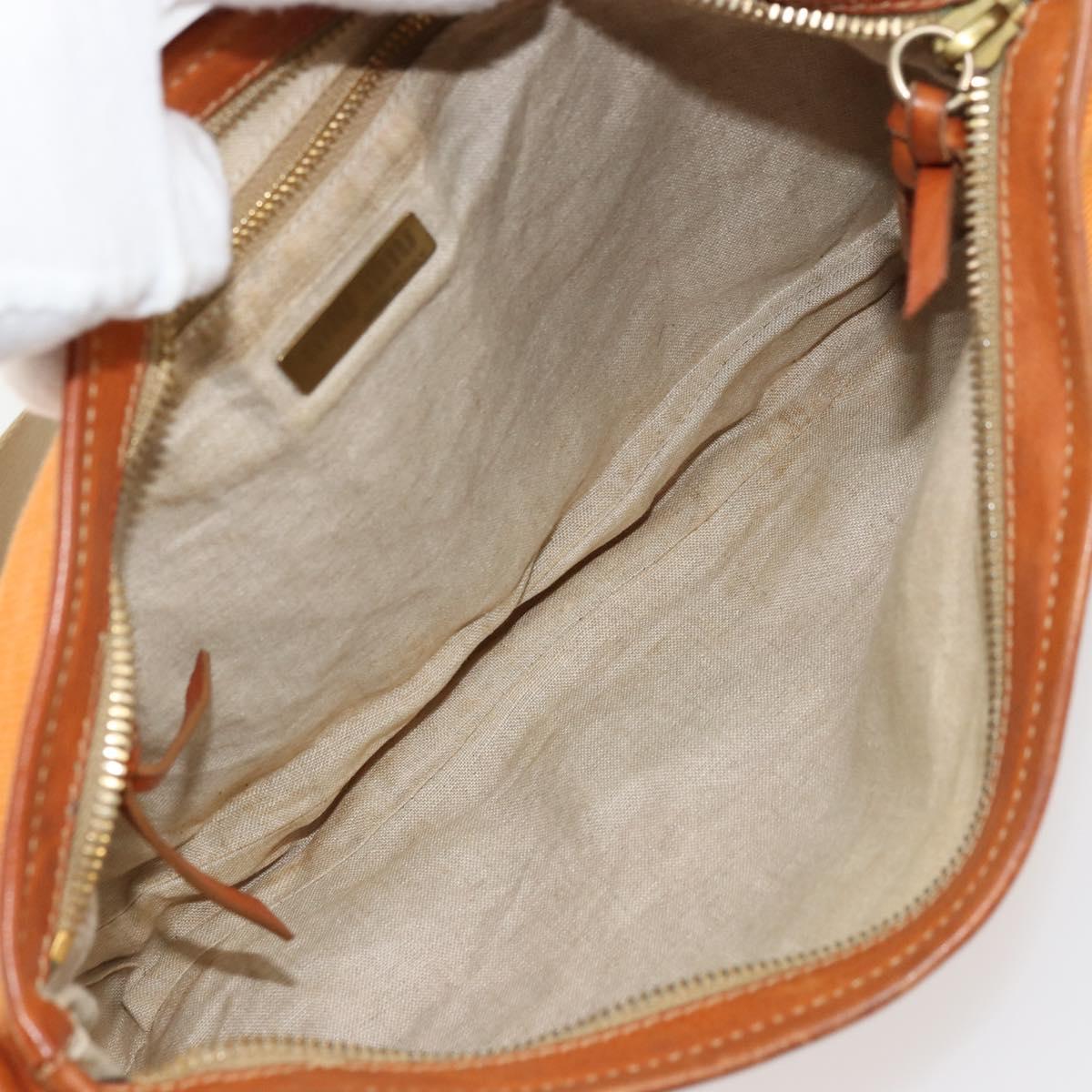 Miu Miu Shoulder Bag Canvas Orange Gold Auth 177028A