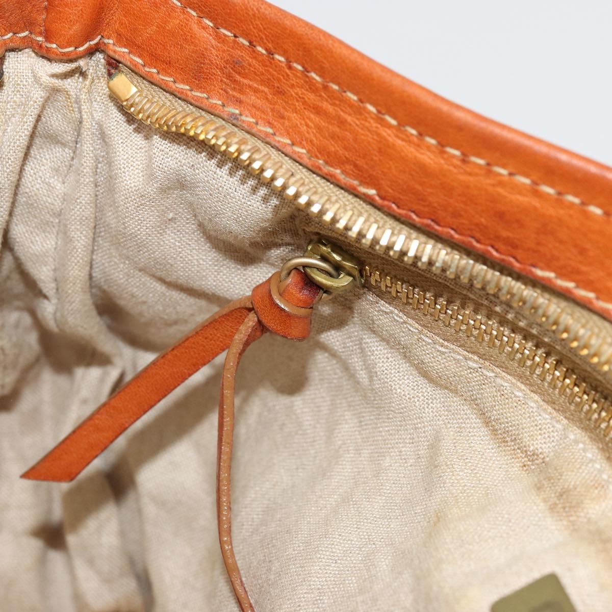 Miu Miu Shoulder Bag Canvas Orange Gold Auth 177028A