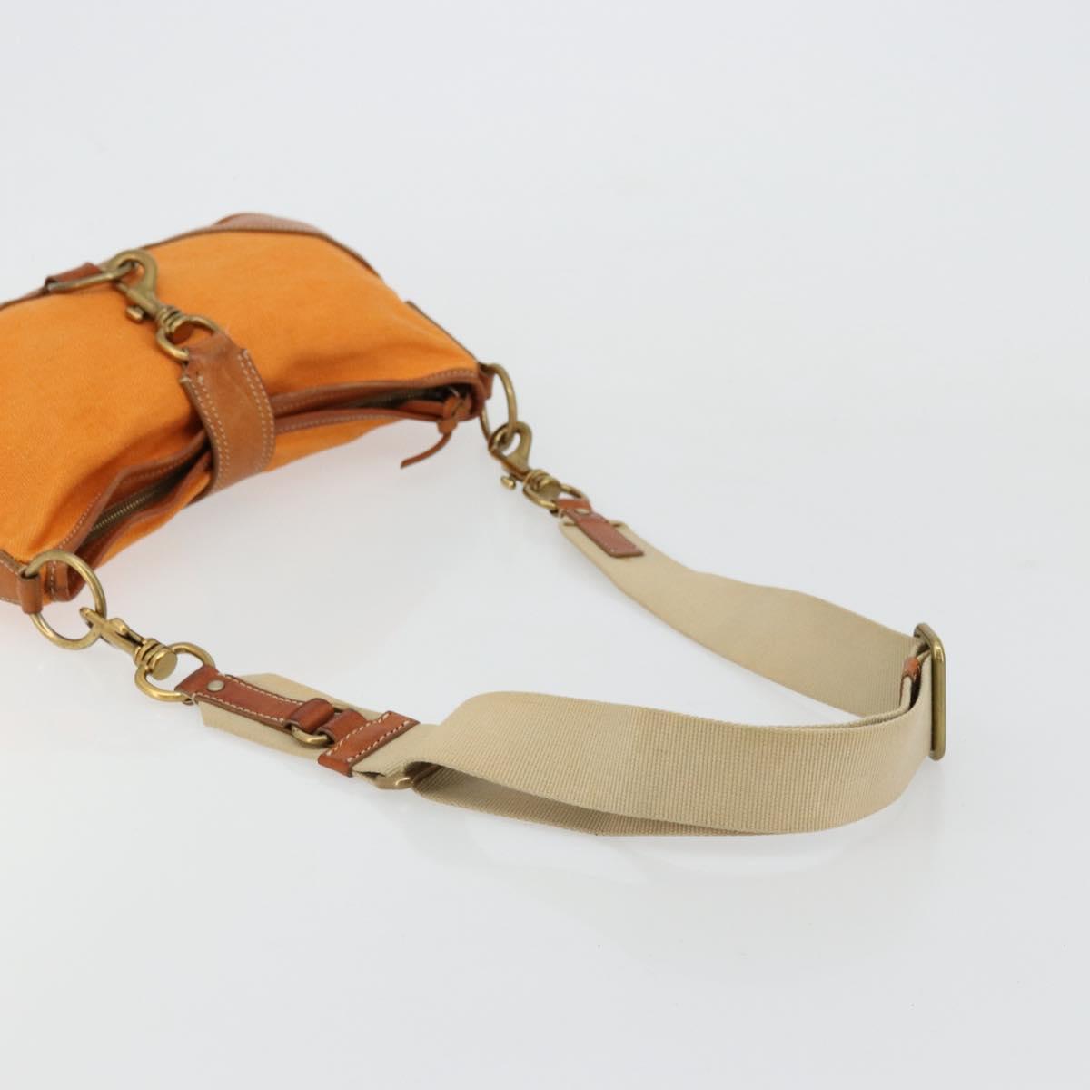 Miu Miu Shoulder Bag Canvas Orange Gold Auth 177028A