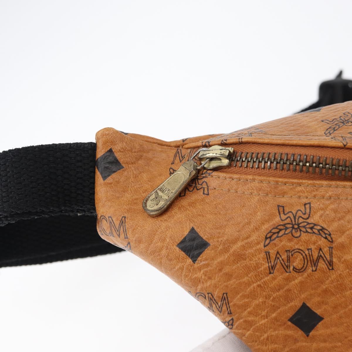 MCM Vicetos Logogram Body Bag PVC Brown Gold Auth 177029