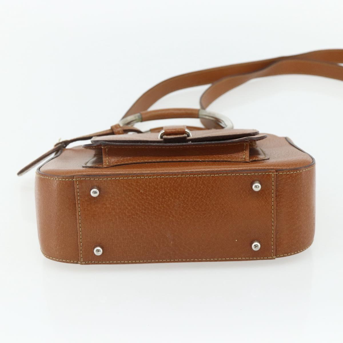 GUCCI Hand Bag Leather 2way Brown Silver 000 2058 0308 5 Auth 177030