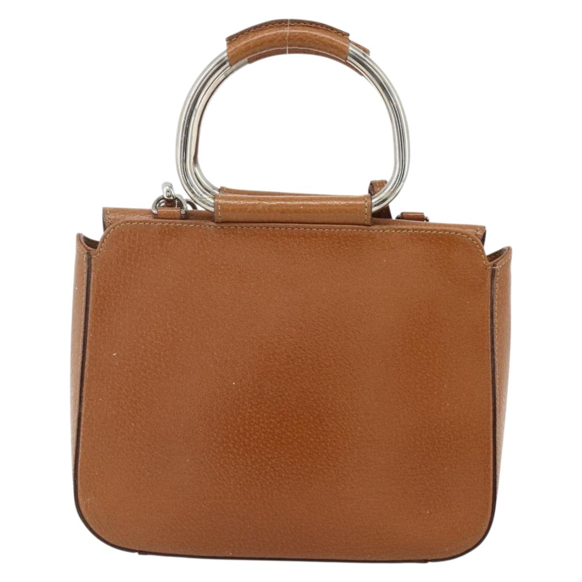 GUCCI Hand Bag Leather 2way Brown Silver 000 2058 0308 5 Auth 177030