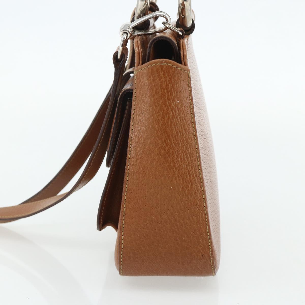 GUCCI Hand Bag Leather 2way Brown Silver 000 2058 0308 5 Auth 177030