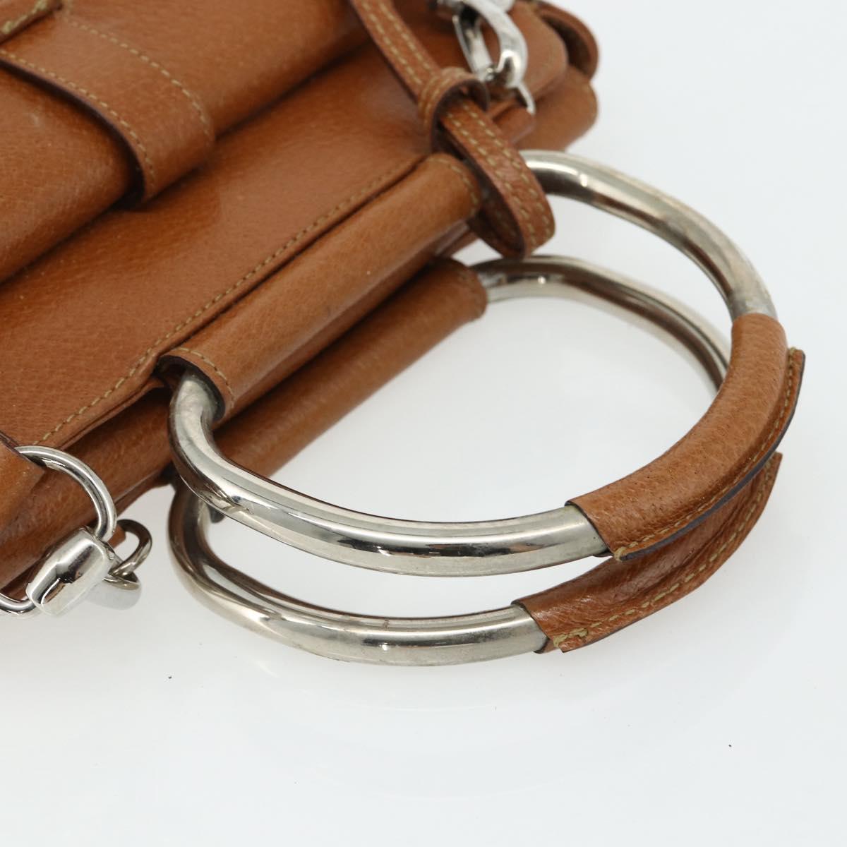 GUCCI Hand Bag Leather 2way Brown Silver 000 2058 0308 5 Auth 177030
