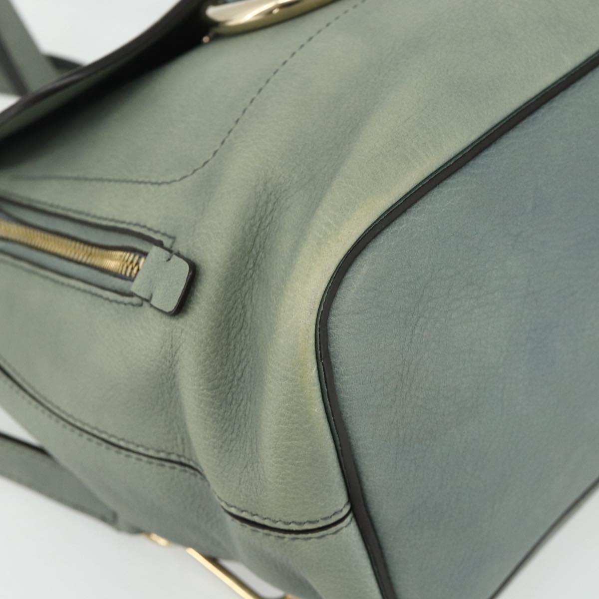 Chloe Fay Backpack Suede Leather 2way Gold Light green Auth 177032