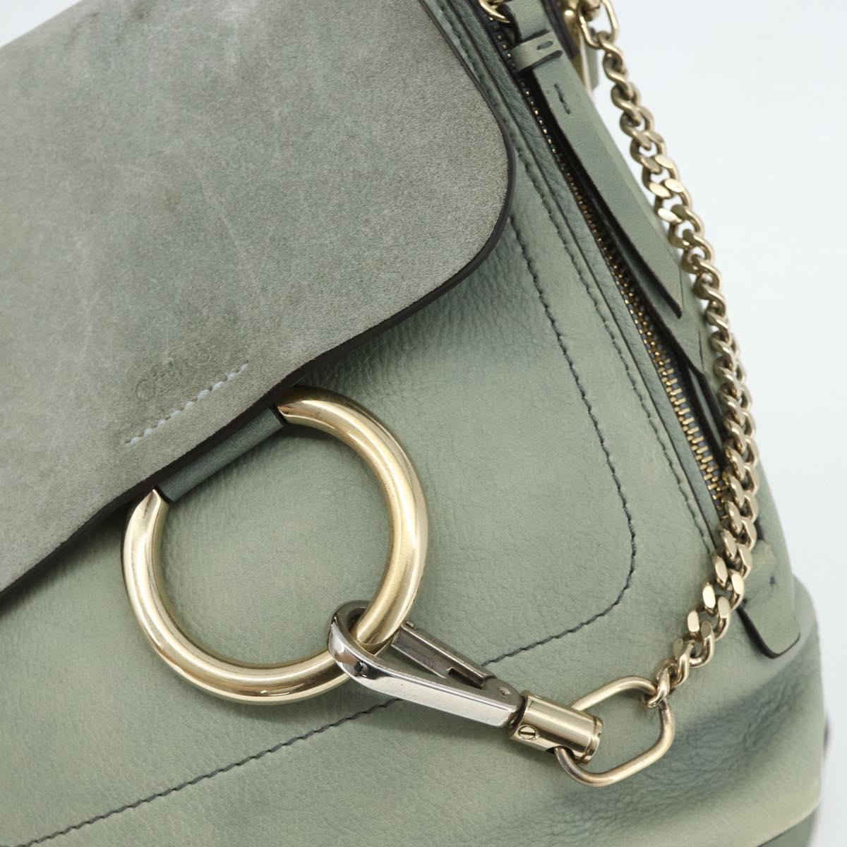 Chloe Fay Backpack Suede Leather 2way Gold Light green Auth 177032