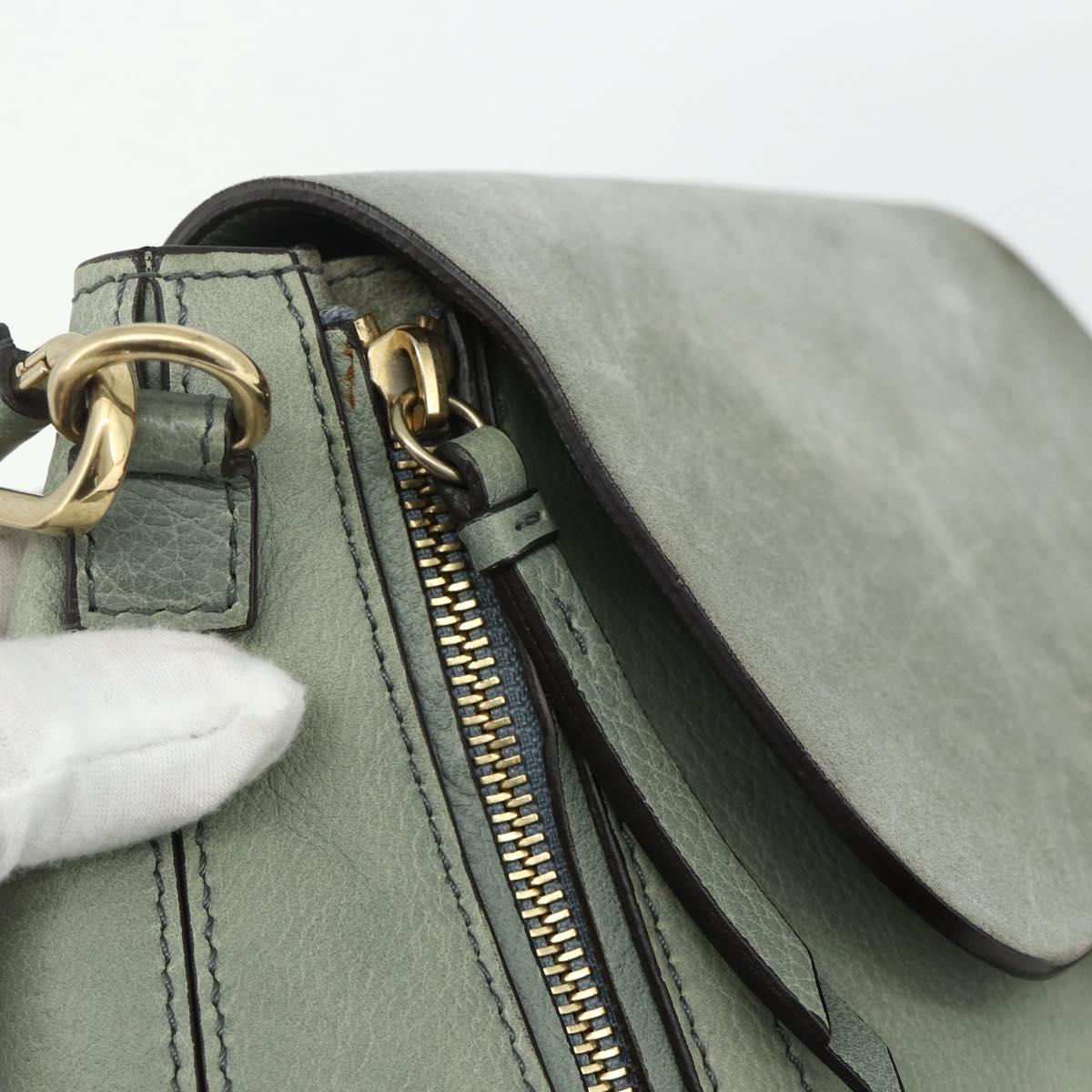 Chloe Fay Backpack Suede Leather 2way Gold Light green Auth 177032