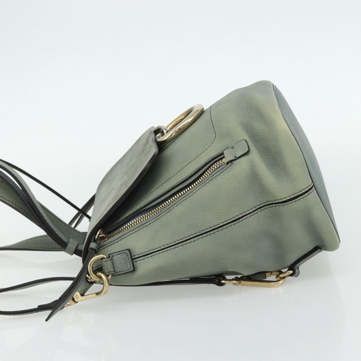 Chloe Fay Backpack Suede Leather 2way Gold Light green Auth 177032
