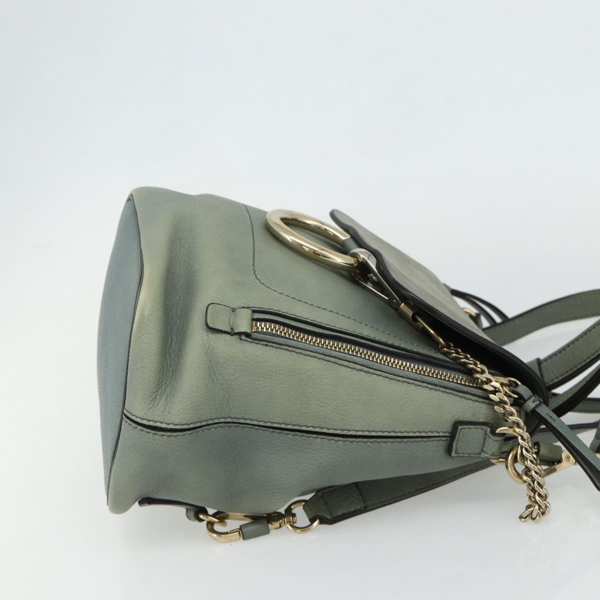 Chloe Fay Backpack Suede Leather 2way Gold Light green Auth 177032