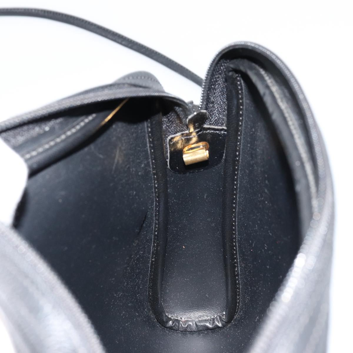 Christian Dior Honeycomb Canvas Shoulder Bag PVC Black Gold Auth 177040