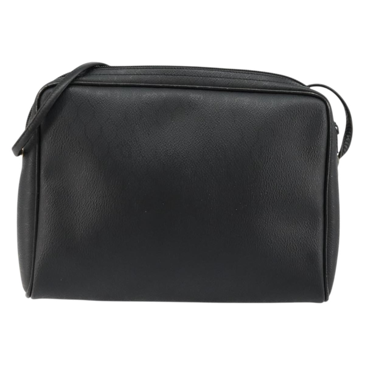 Christian Dior Honeycomb Canvas Shoulder Bag PVC Black Gold Auth 177040