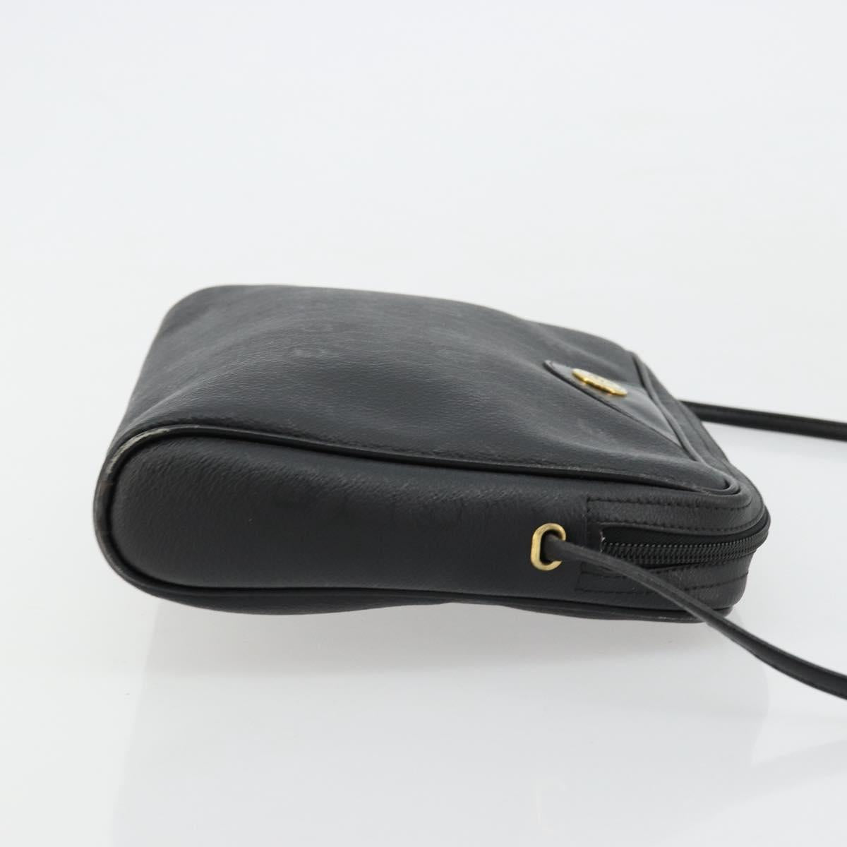 Christian Dior Honeycomb Canvas Shoulder Bag PVC Black Gold Auth 177040