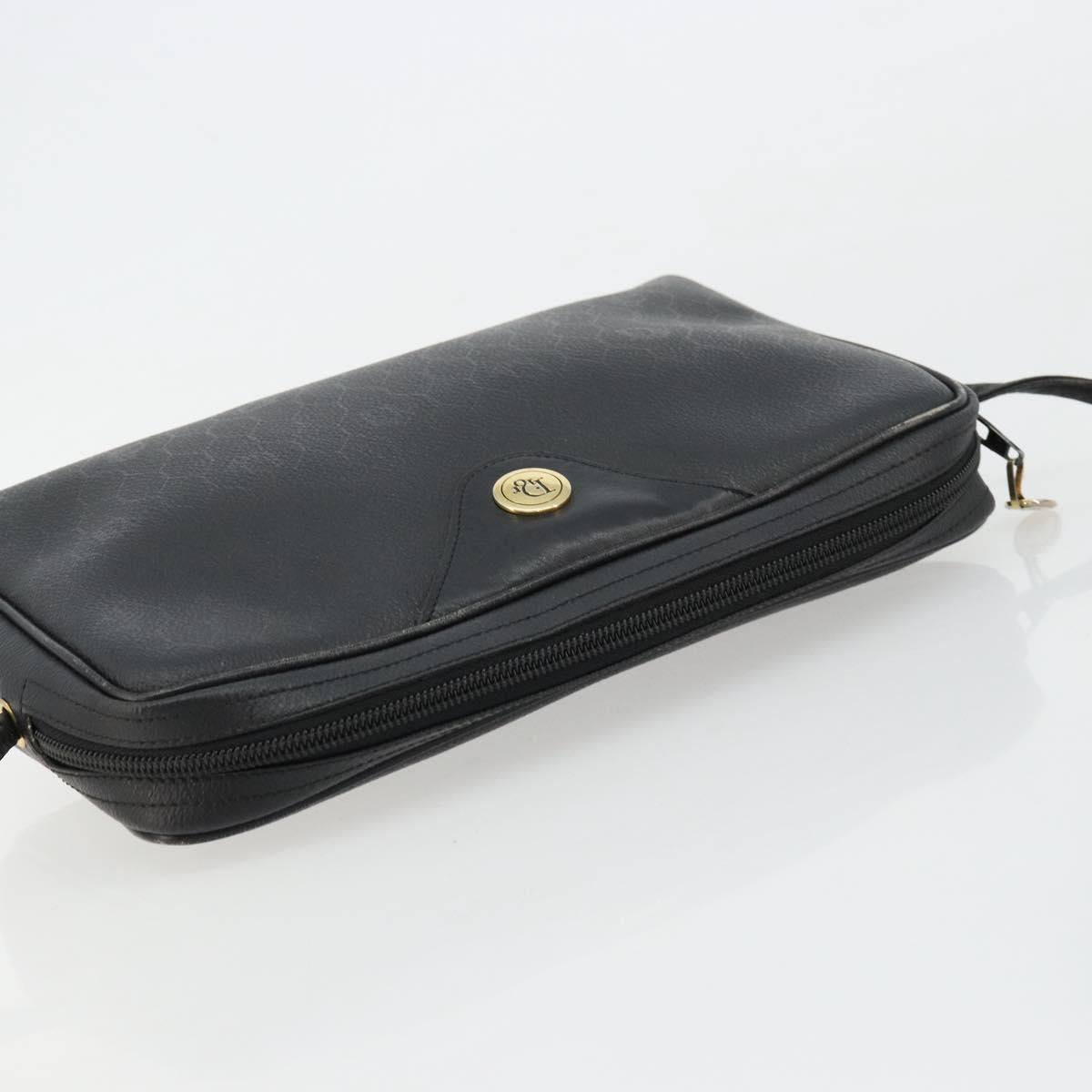 Christian Dior Honeycomb Canvas Shoulder Bag PVC Black Gold Auth 177040