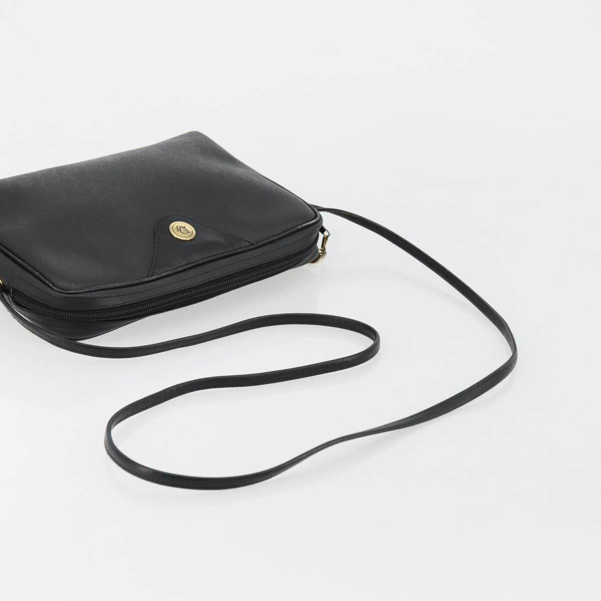 Christian Dior Honeycomb Canvas Shoulder Bag PVC Black Gold Auth 177040