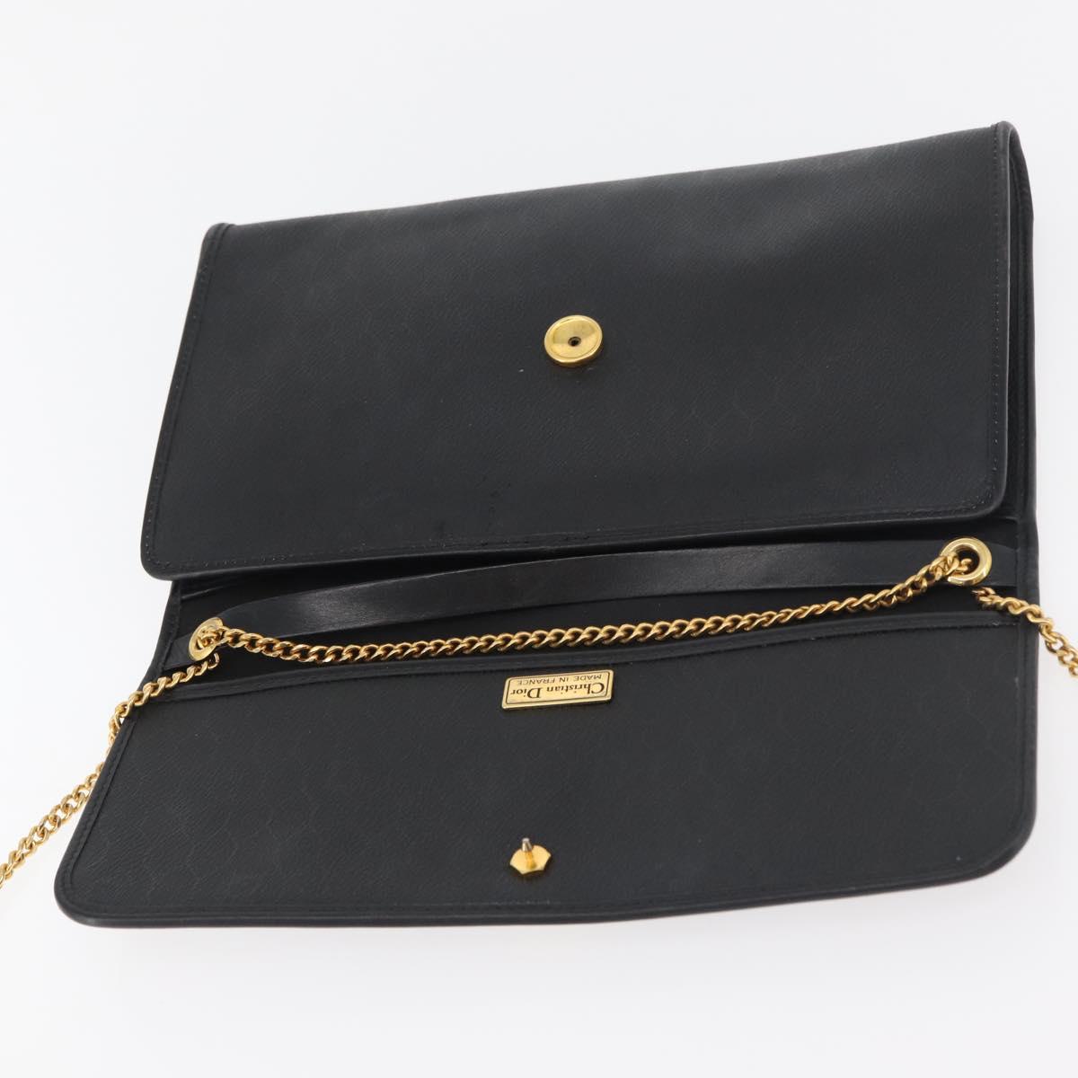 Christian Dior Honeycomb Canvas Shoulder Bag PVC Black Gold Auth 177041