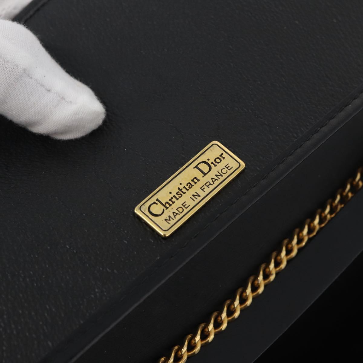 Christian Dior Honeycomb Canvas Shoulder Bag PVC Black Gold Auth 177041