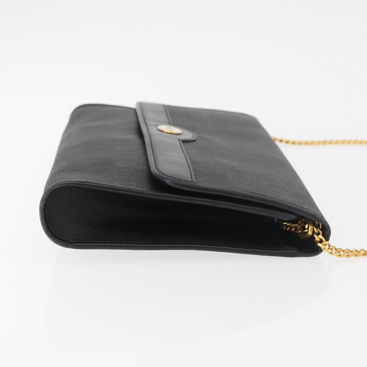 Christian Dior Honeycomb Canvas Shoulder Bag PVC Black Gold Auth 177041