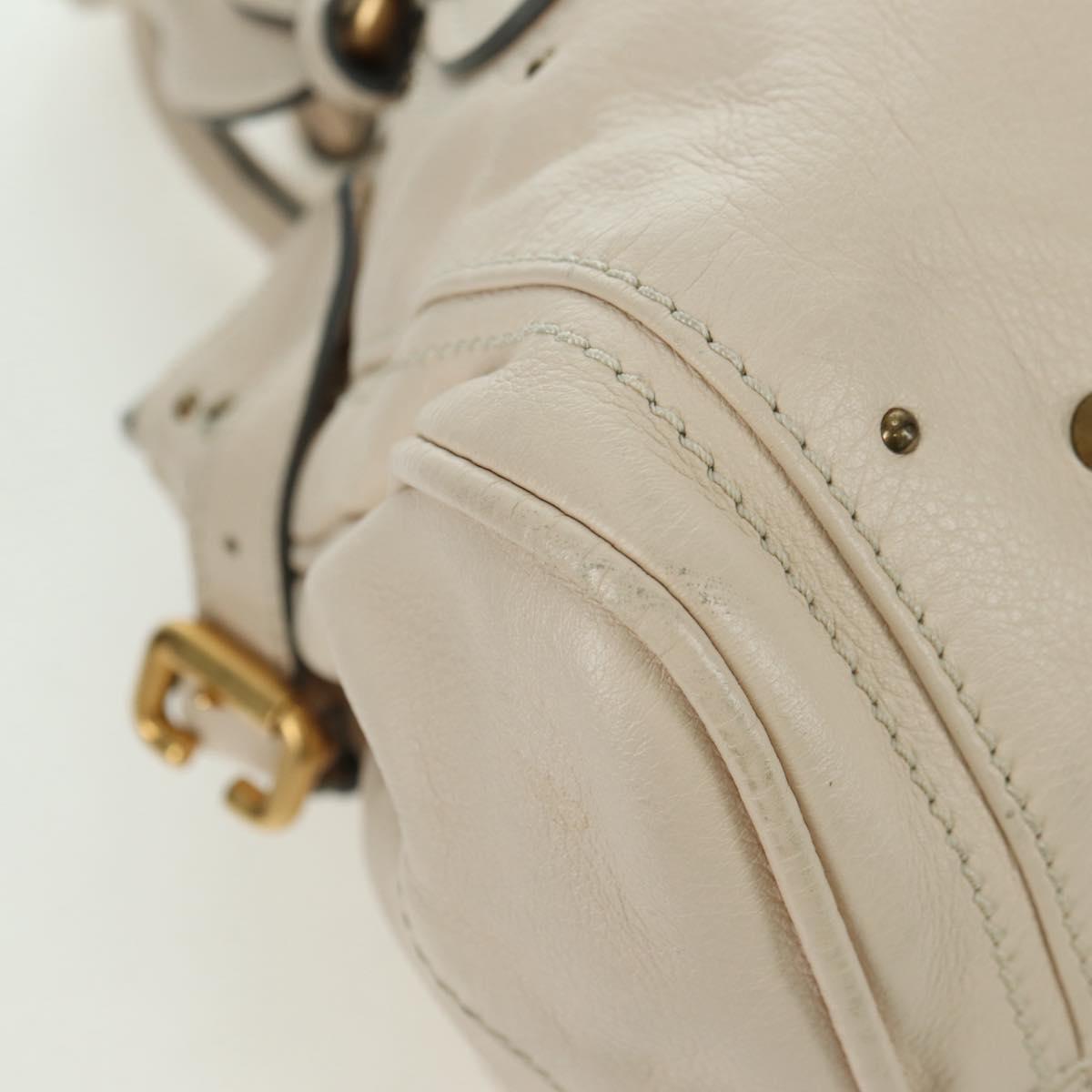 Chloe Paddington Hand Bag Leather Ivory Gold Silver Auth 177043SAV