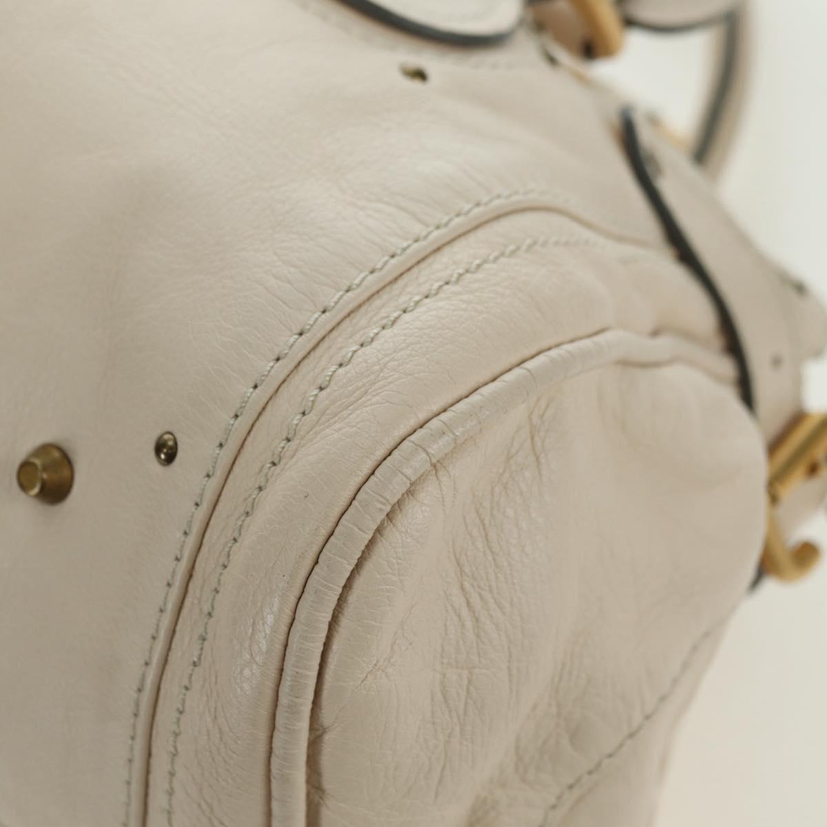 Chloe Paddington Hand Bag Leather Ivory Gold Silver Auth 177043SAV