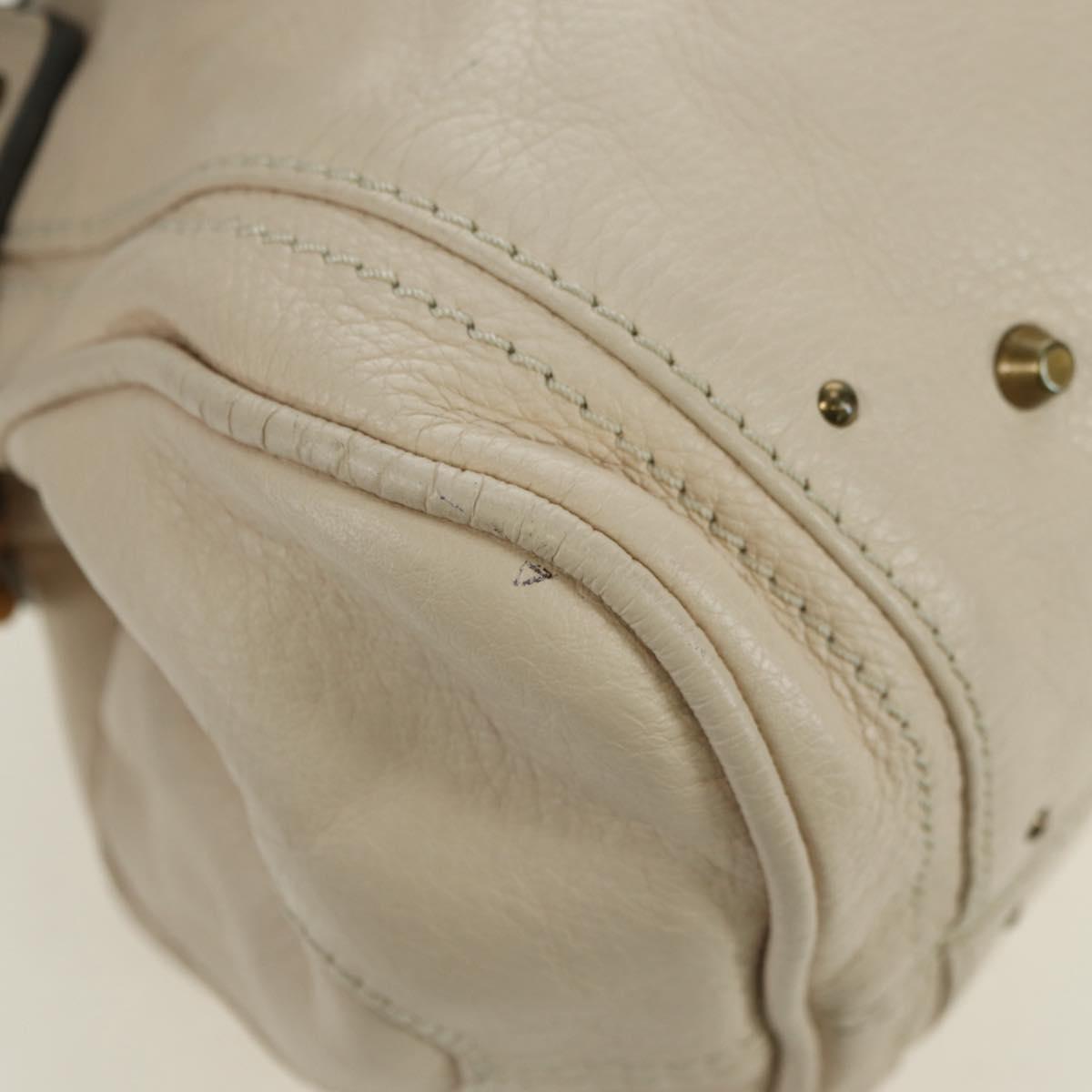 Chloe Paddington Hand Bag Leather Ivory Gold Silver Auth 177043SAV