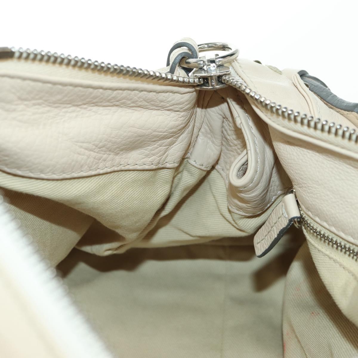 Chloe Paddington Hand Bag Leather Ivory Gold Silver Auth 177043SAV