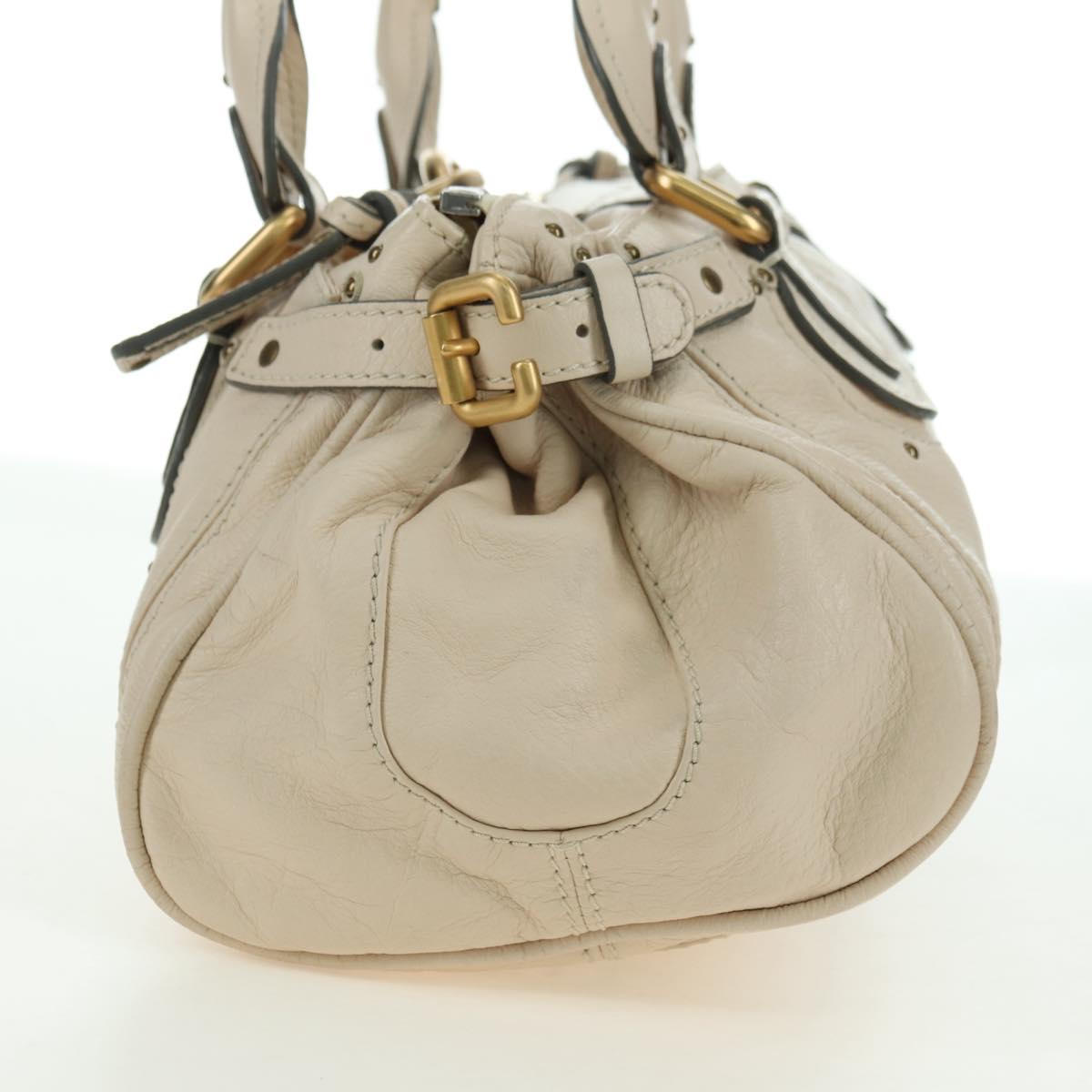 Chloe Paddington Hand Bag Leather Ivory Gold Silver Auth 177043SAV