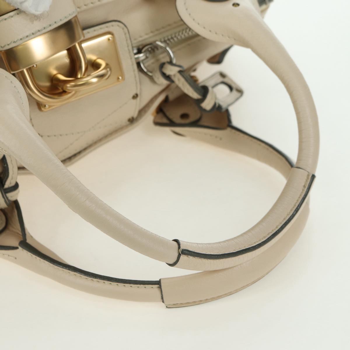 Chloe Paddington Hand Bag Leather Ivory Gold Silver Auth 177043SAV
