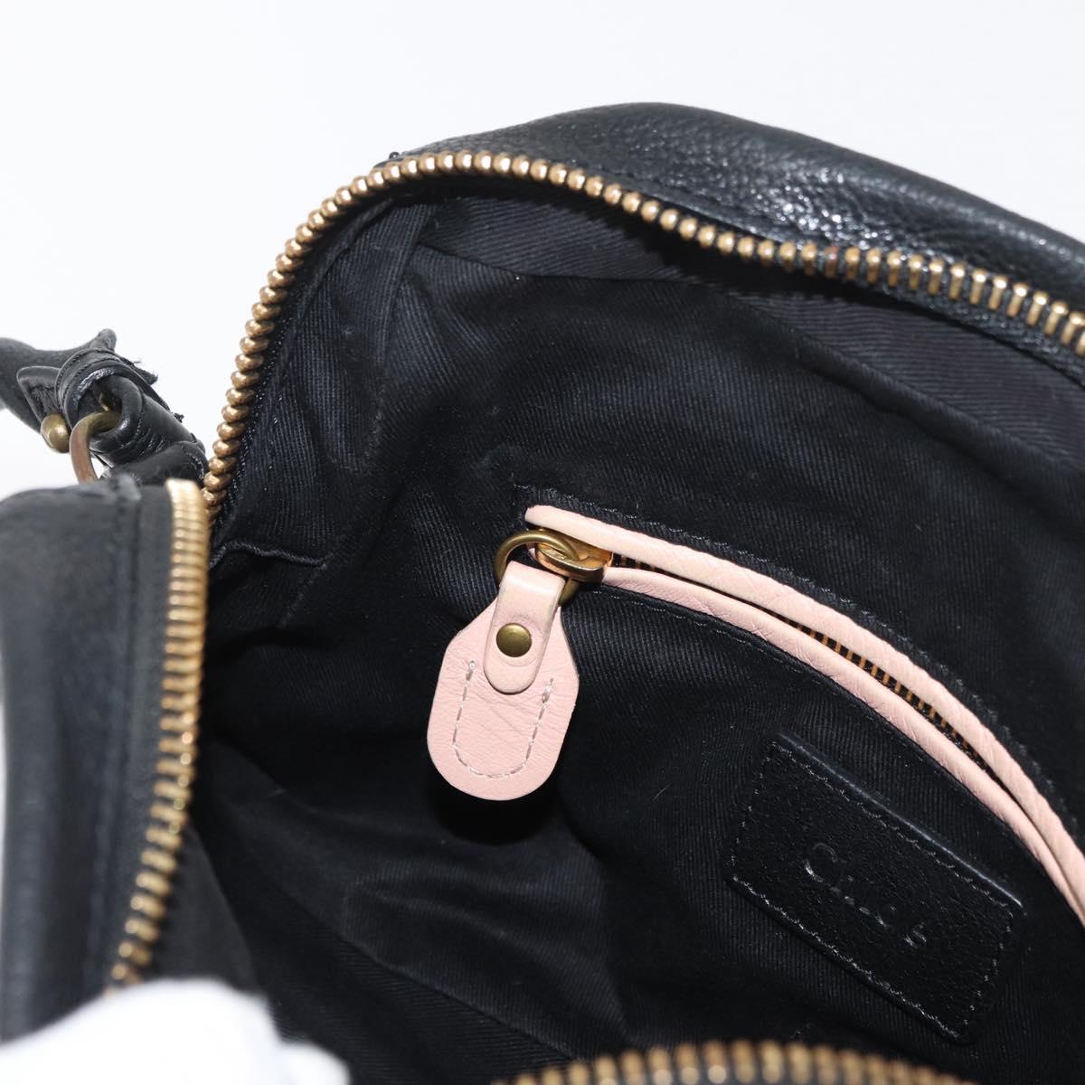 Chloe Paraty Hand Bag Leather 2way Black Gold Auth 177044A