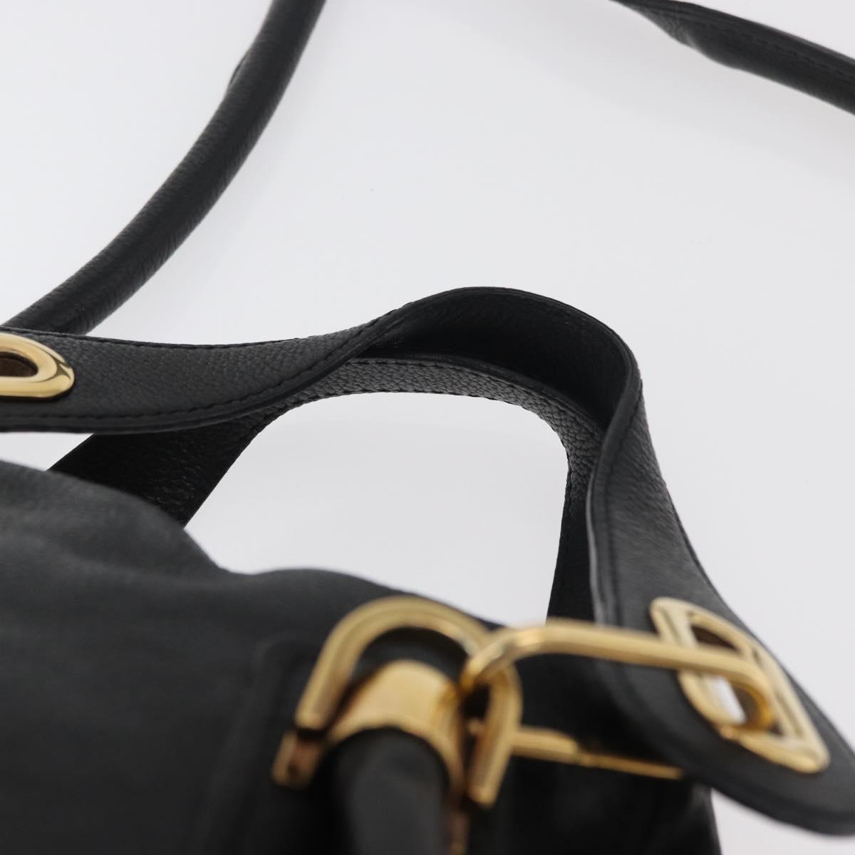 Chloe Paraty Hand Bag Leather 2way Black Gold Auth 177044A