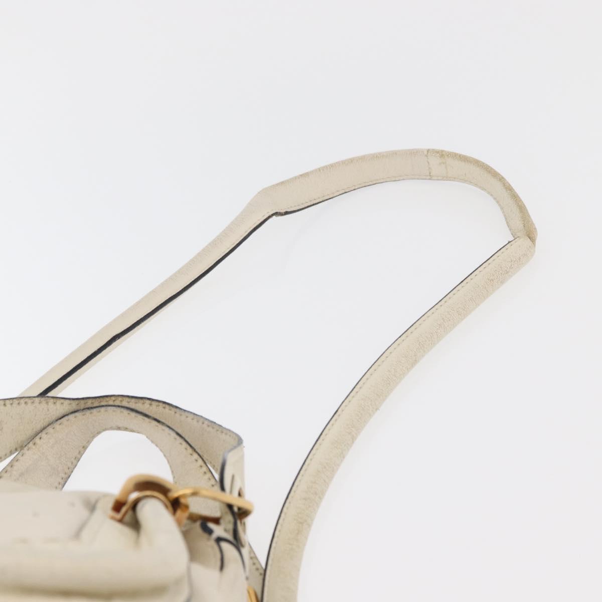 Chloe Paraty Hand Bag Leather 2way White Gold Auth 177045