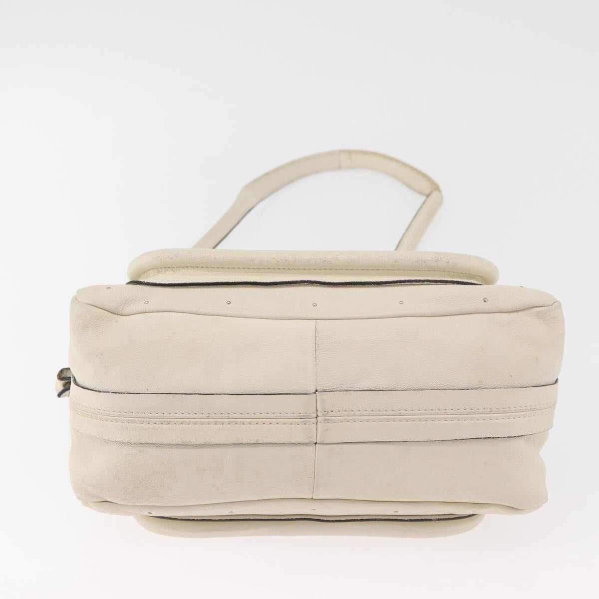 Chloe Paraty Hand Bag Leather 2way White Gold Auth 177045