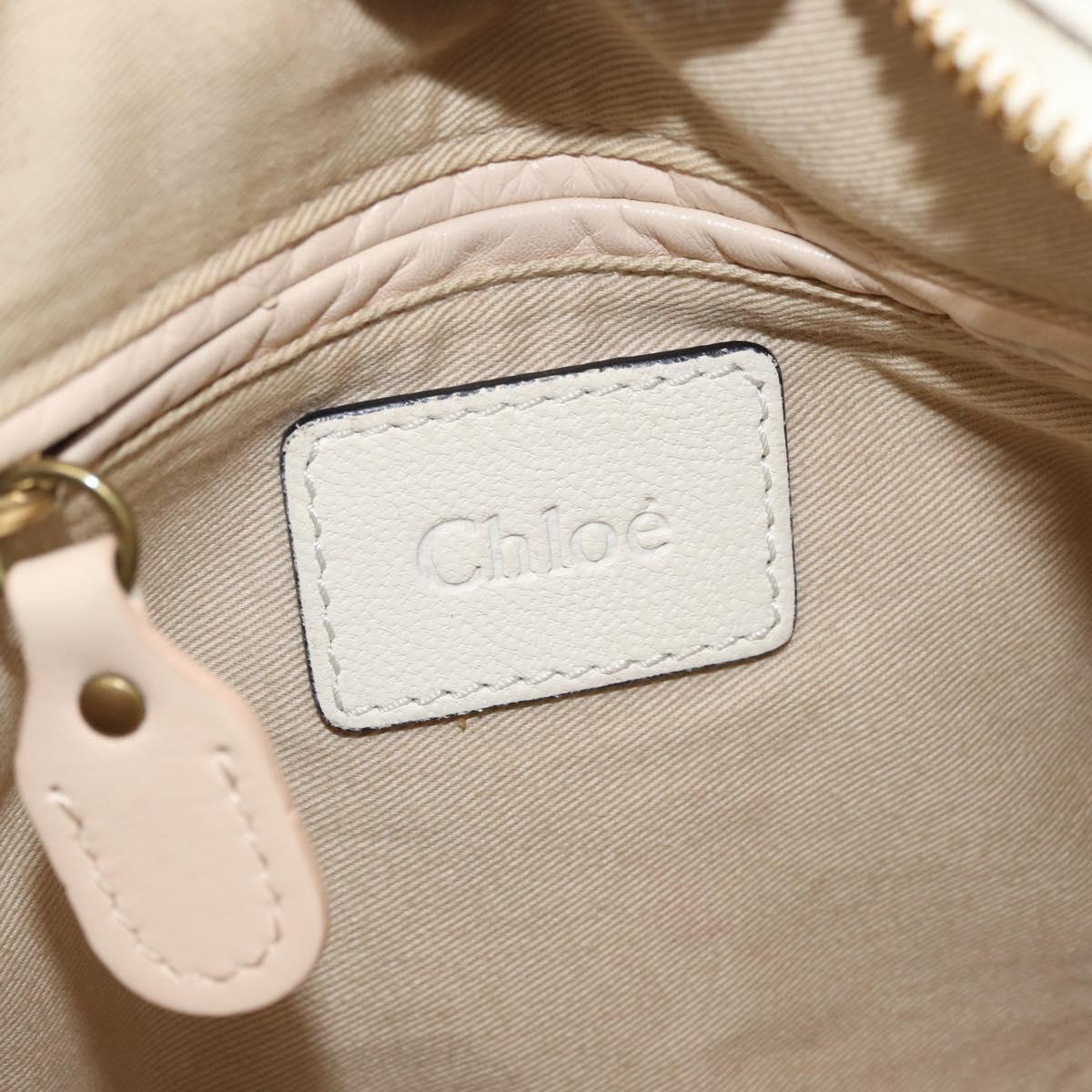 Chloe Paraty Hand Bag Leather 2way White Gold Auth 177045