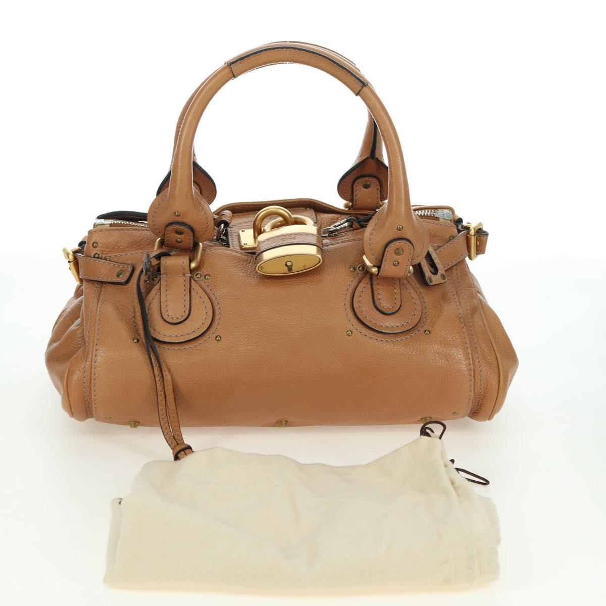Chloe Paddington Hand Bag Leather Brown Silver gold Auth 177046SAV