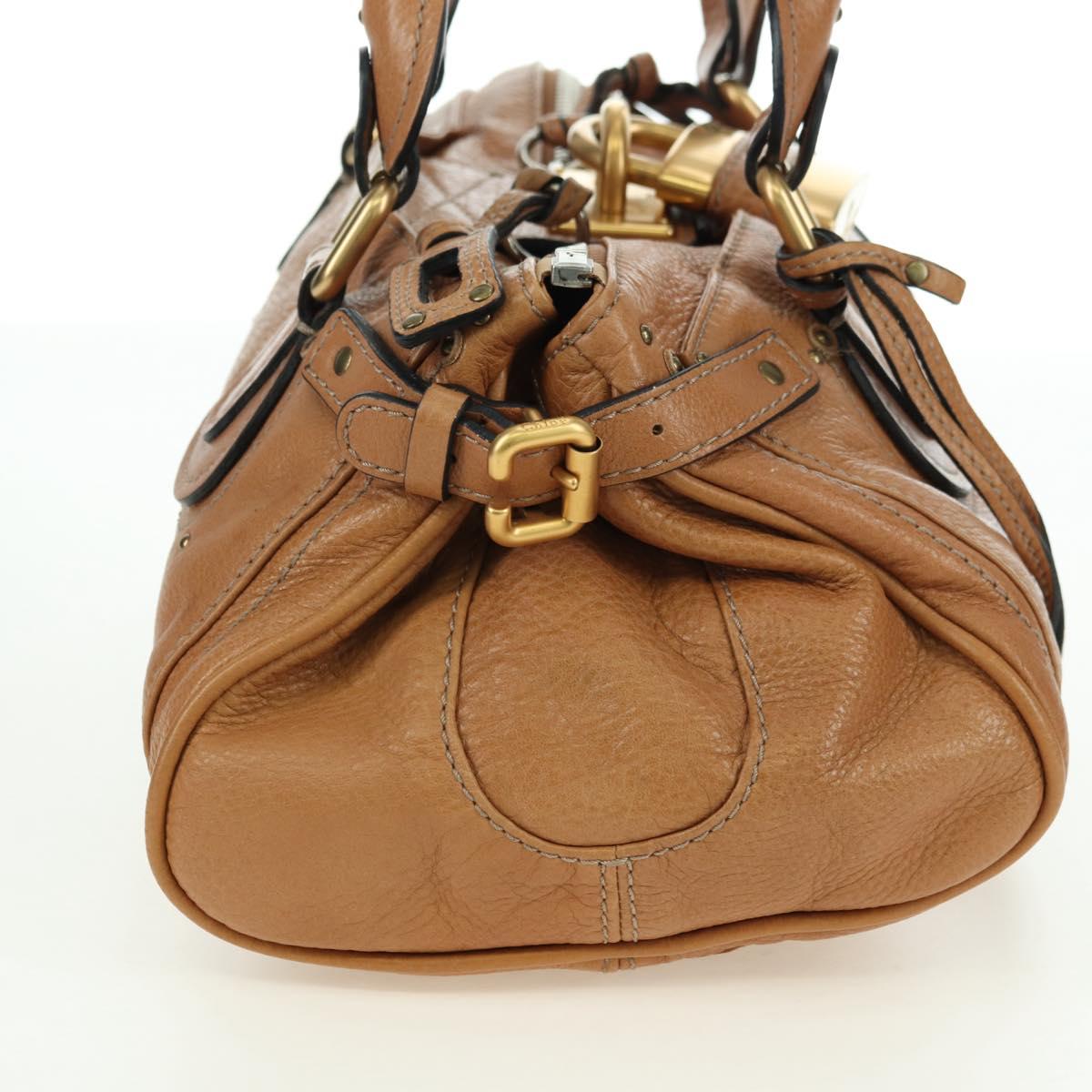 Chloe Paddington Hand Bag Leather Brown Silver gold Auth 177046SAV