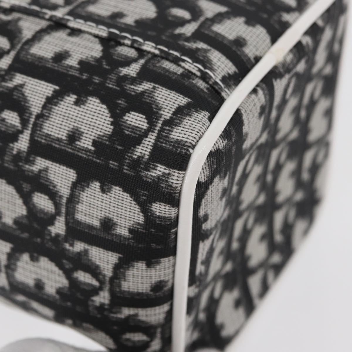Christian Dior Trotter Canvas Vanity Hand Bag PVC Black Silver Auth 177048