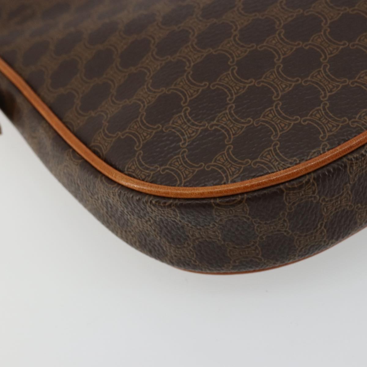 CELINE Macadam Canvas Shoulder Bag PVC Leather Brown Gold Auth 177058A