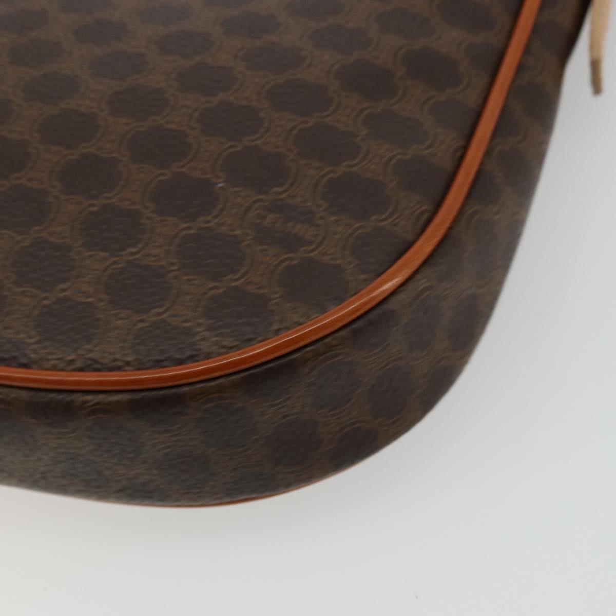 CELINE Macadam Canvas Shoulder Bag PVC Leather Brown Gold Auth 177058A