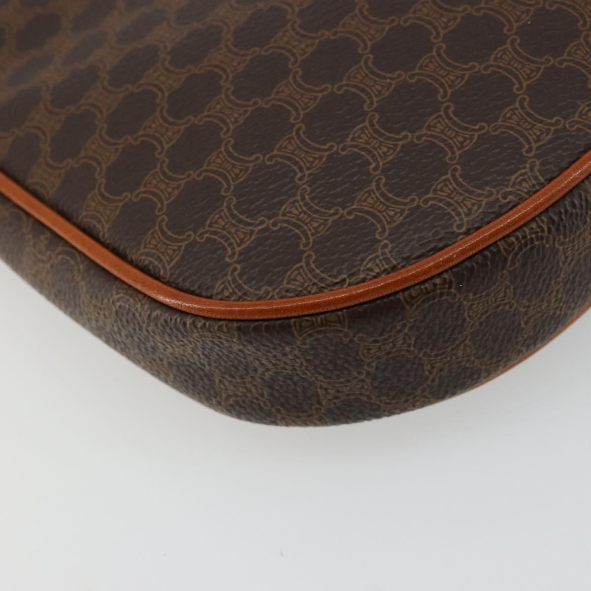 CELINE Macadam Canvas Shoulder Bag PVC Leather Brown Gold Auth 177058A