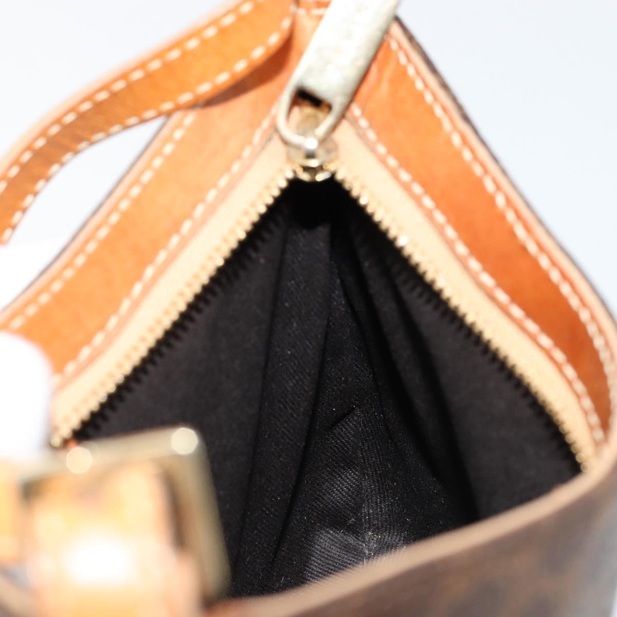 CELINE Macadam Canvas Shoulder Bag PVC Leather Brown Gold Auth 177058A