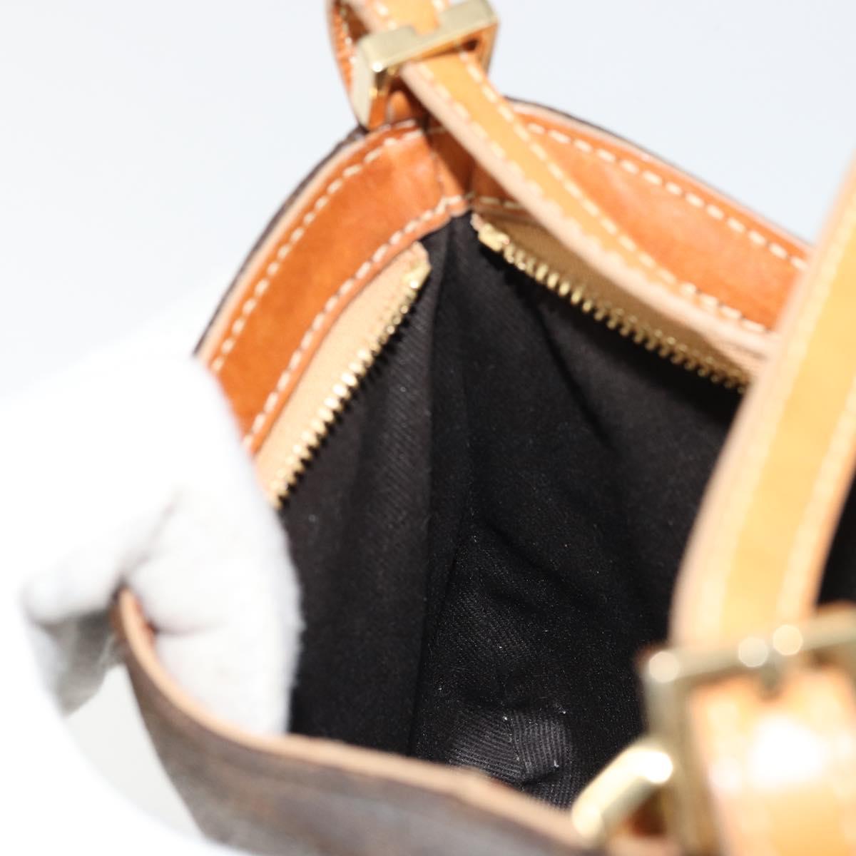 CELINE Macadam Canvas Shoulder Bag PVC Leather Brown Gold Auth 177058A