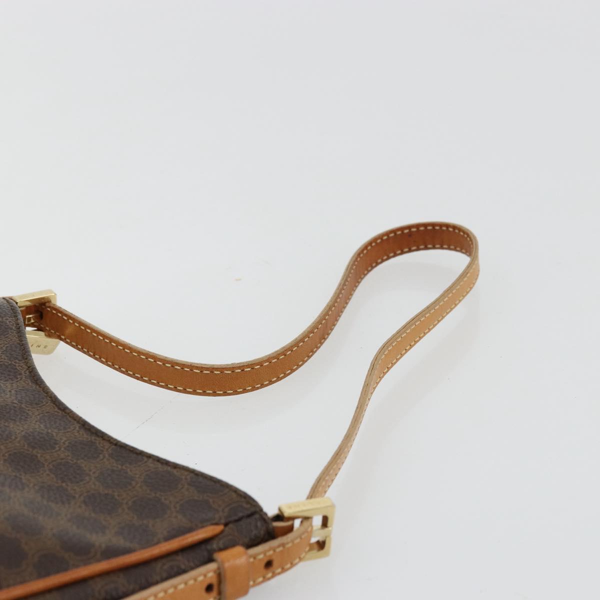 CELINE Macadam Canvas Shoulder Bag PVC Leather Brown Gold Auth 177058A