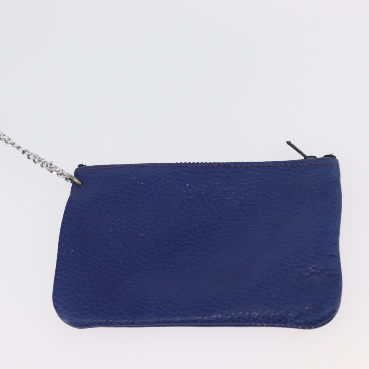 CELINE Shoulder Bag Leather Blue Silver Auth 177062