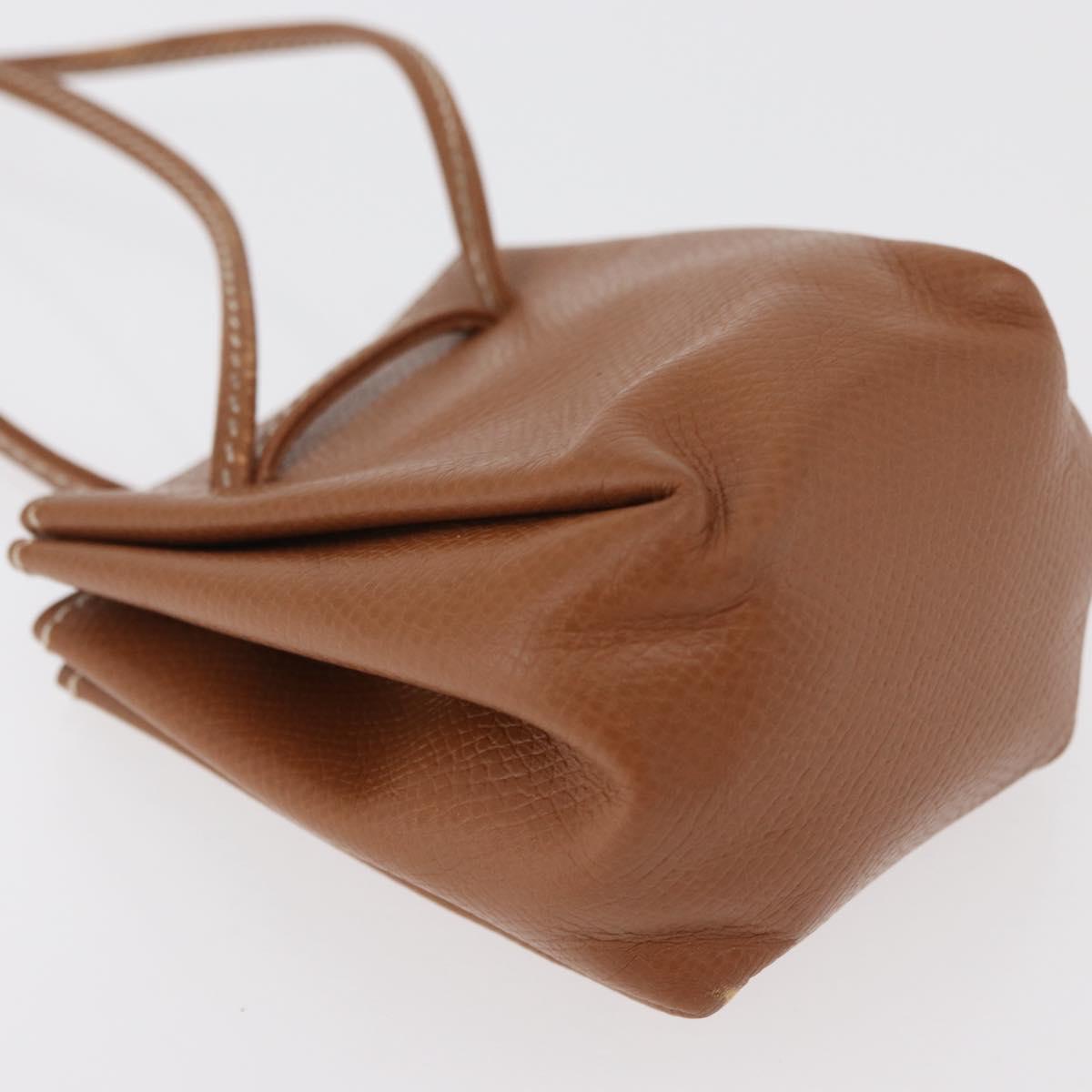 HERMES Vespa Pouch Leather Brown Gold Auth 177067A