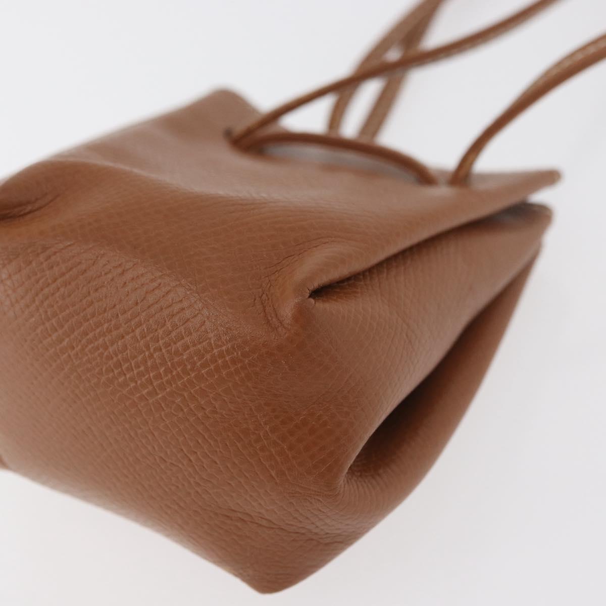 HERMES Vespa Pouch Leather Brown Gold Auth 177067A