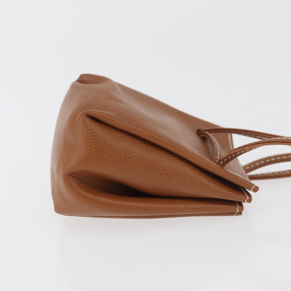 HERMES Vespa Pouch Leather Brown Gold Auth 177067A