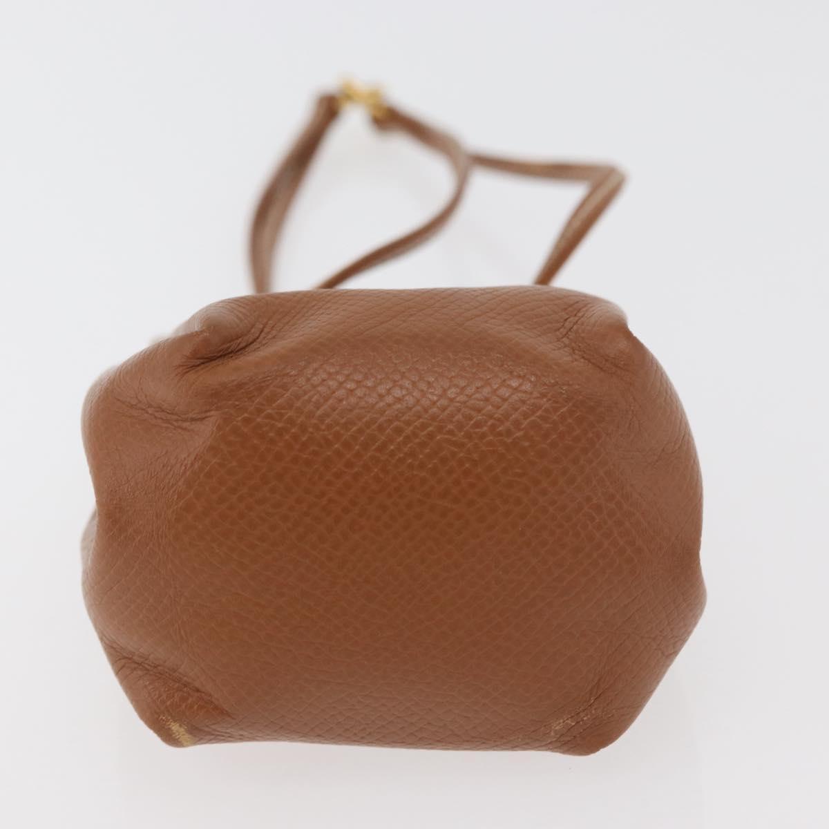 HERMES Vespa Pouch Leather Brown Gold Auth 177067A