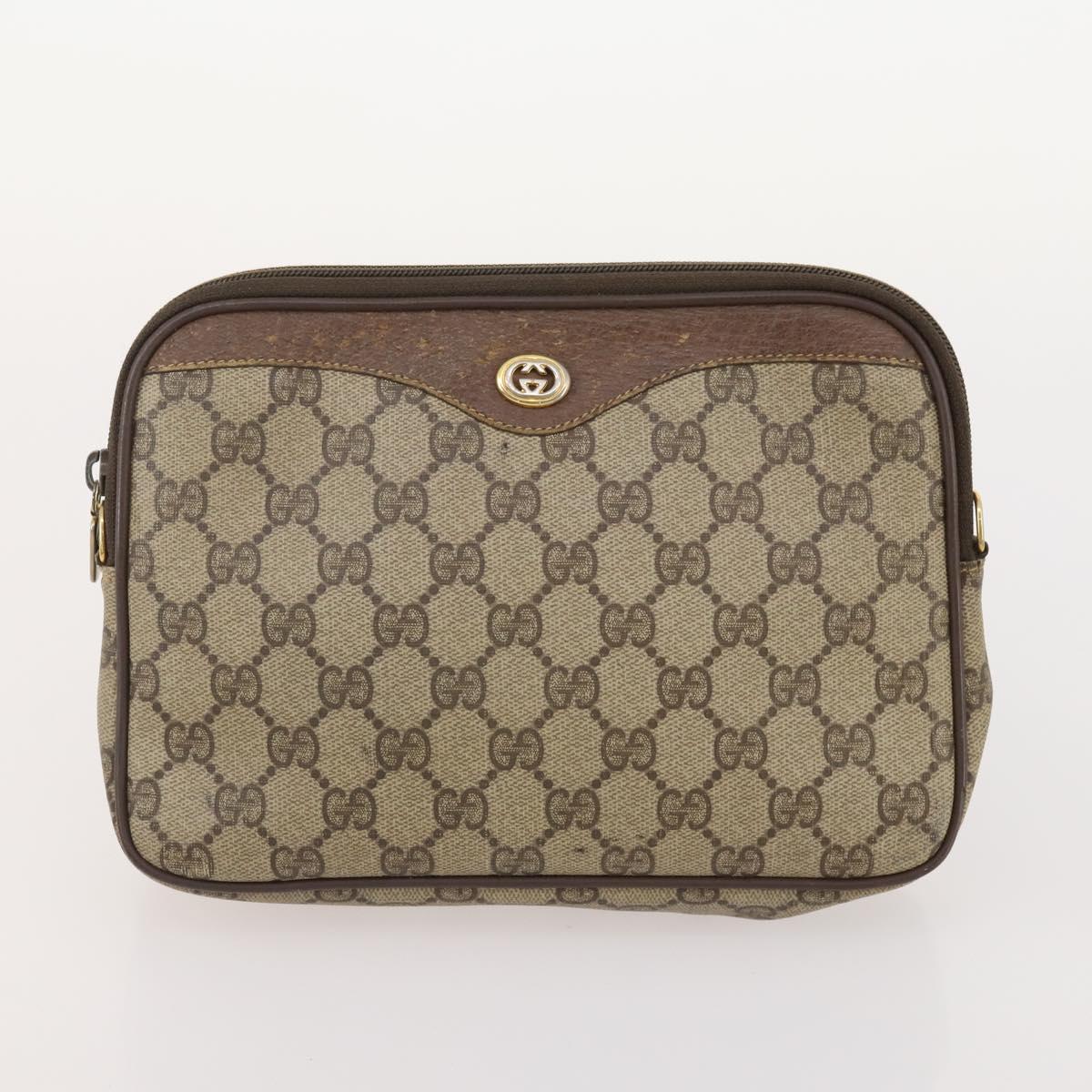 GUCCI GG Supreme Web Sherry Line Tote Bag PVC 3 Set Beige Auth 177075