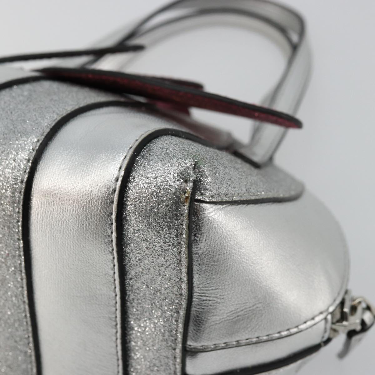 GUCCI Children's Hand Bag Leather Silver Auth 177083A