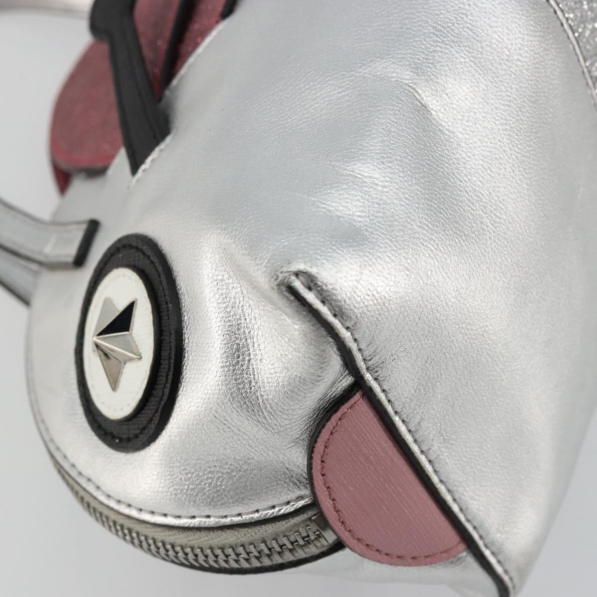 GUCCI Children's Hand Bag Leather Silver Auth 177083A