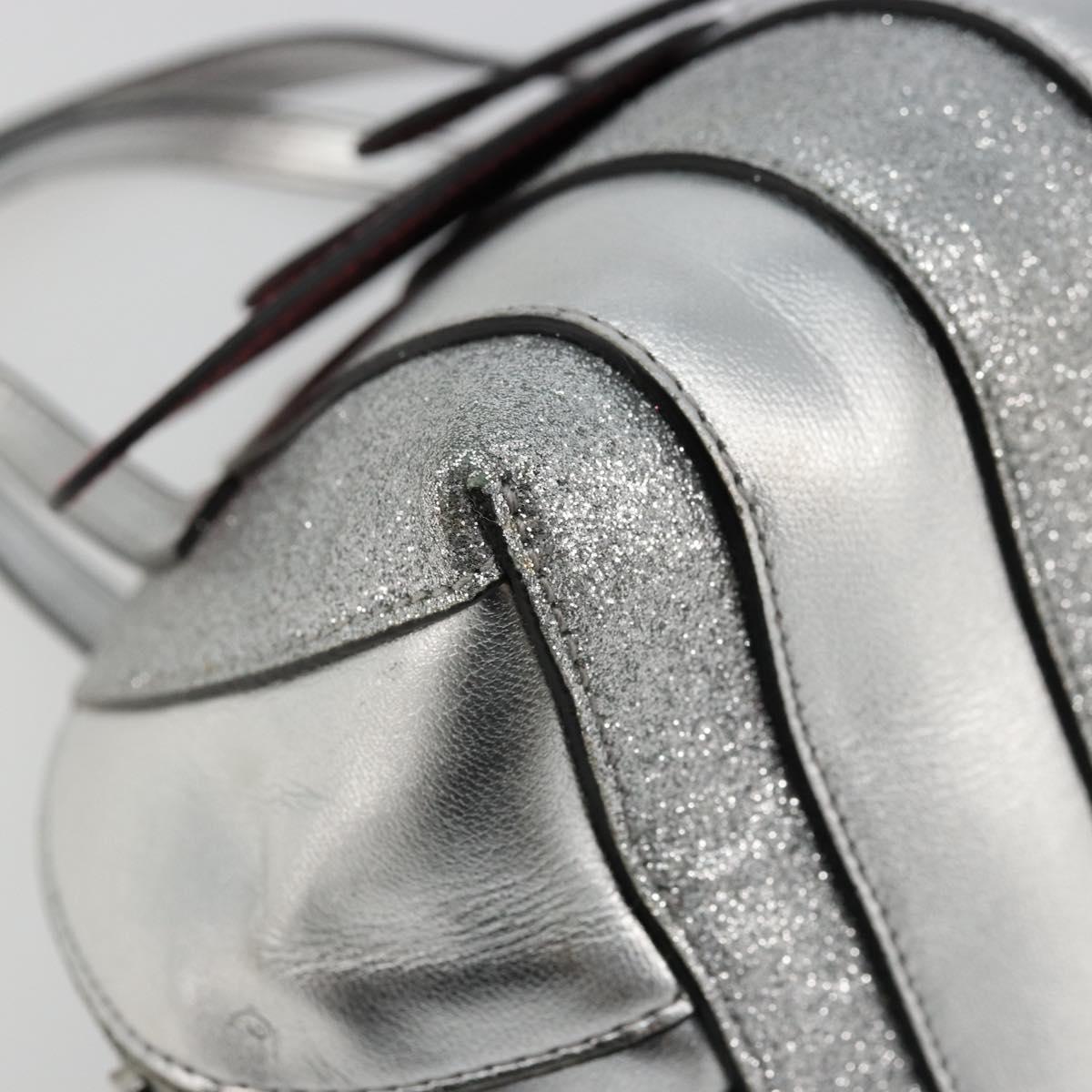 GUCCI Children's Hand Bag Leather Silver Auth 177083A